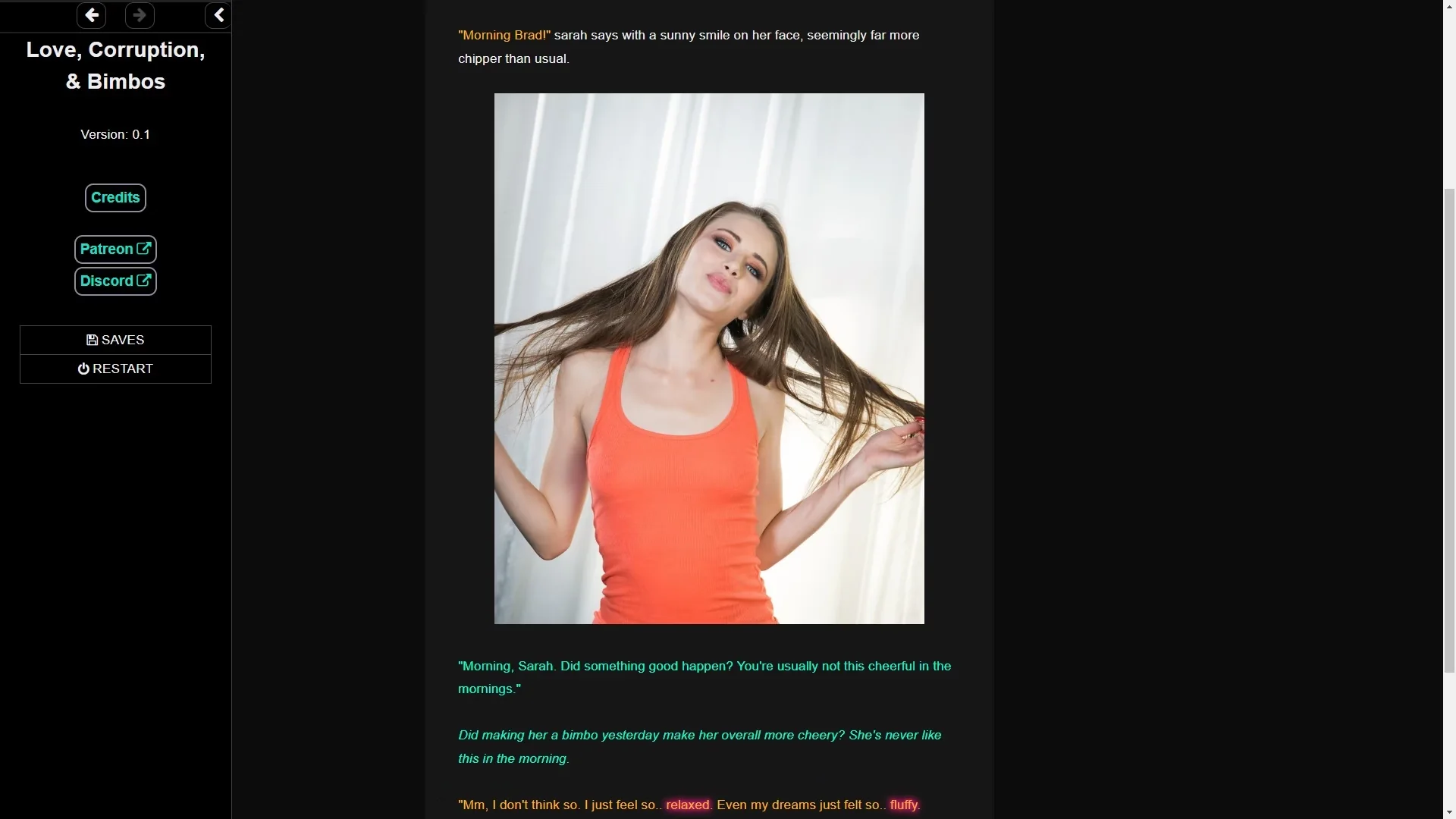 Love, Corruption, & Bimbos gameplay screenshot 4 (HTML adult game) by Lamebrain – free download
