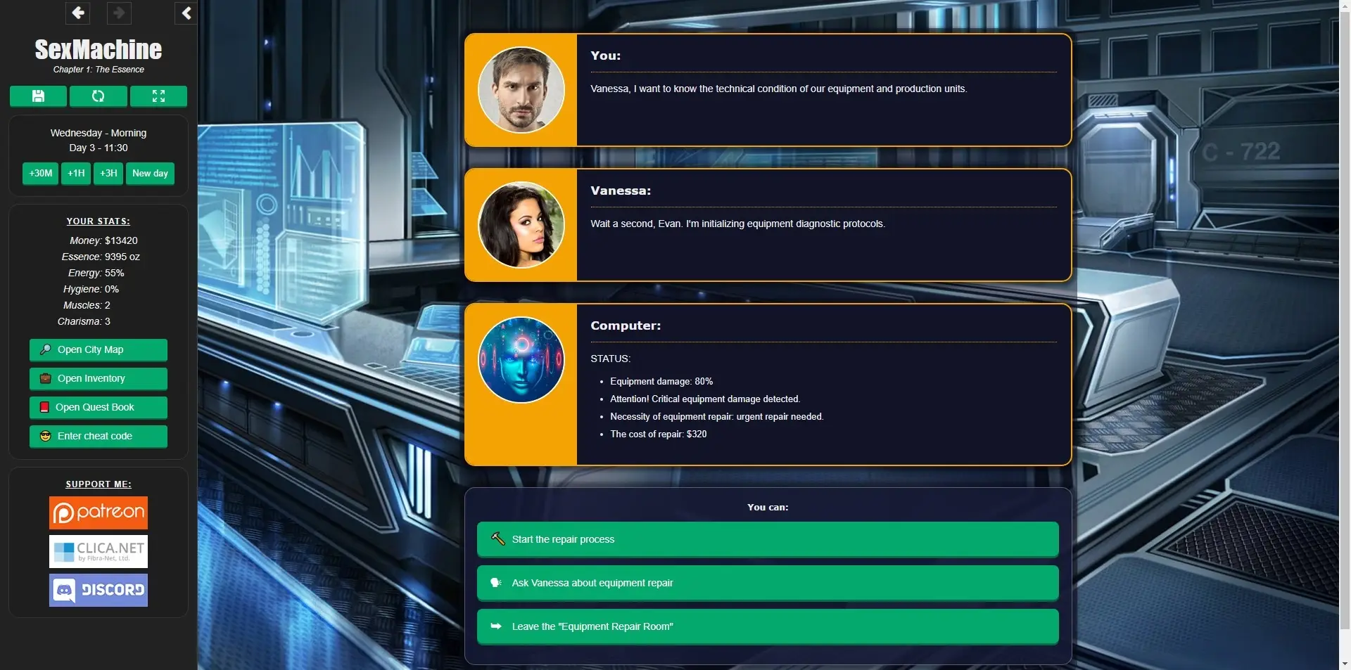 SexMachine gameplay screenshot 14 (HTML adult game) by SupremeAI – free download
