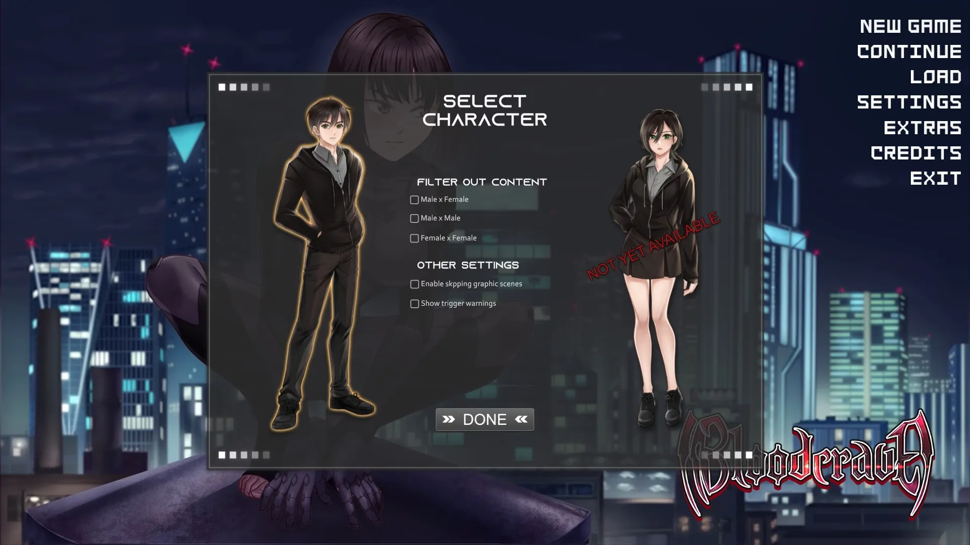 Bloodcrave gameplay screenshot 1 (Ren'Py adult game) by Blue Fiend Studios Kickstarter – free download