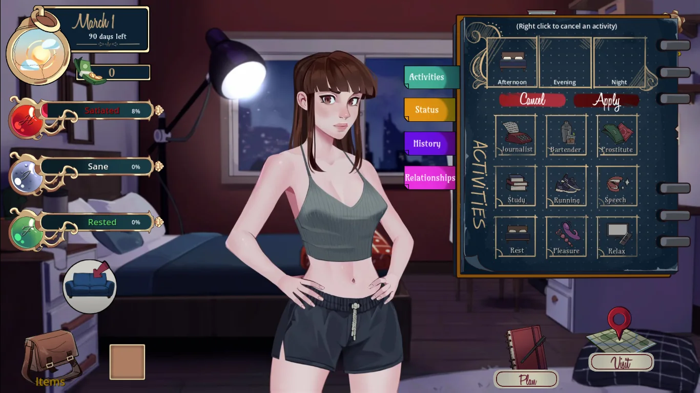 Vesper – Lust & Hunger gameplay screenshot 1 (Godot adult game) by Starhound Studios – free download