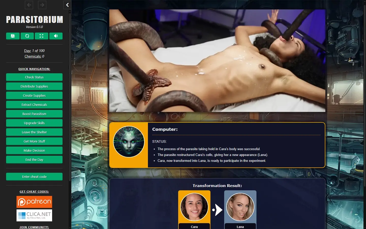 Parasitorium gameplay screenshot 3 (HTML adult game) by SupremeAI – free download