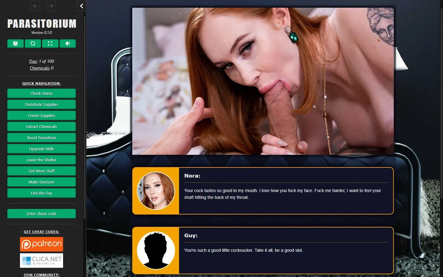 Parasitorium gameplay screenshot 13 (HTML adult game) by SupremeAI – free download