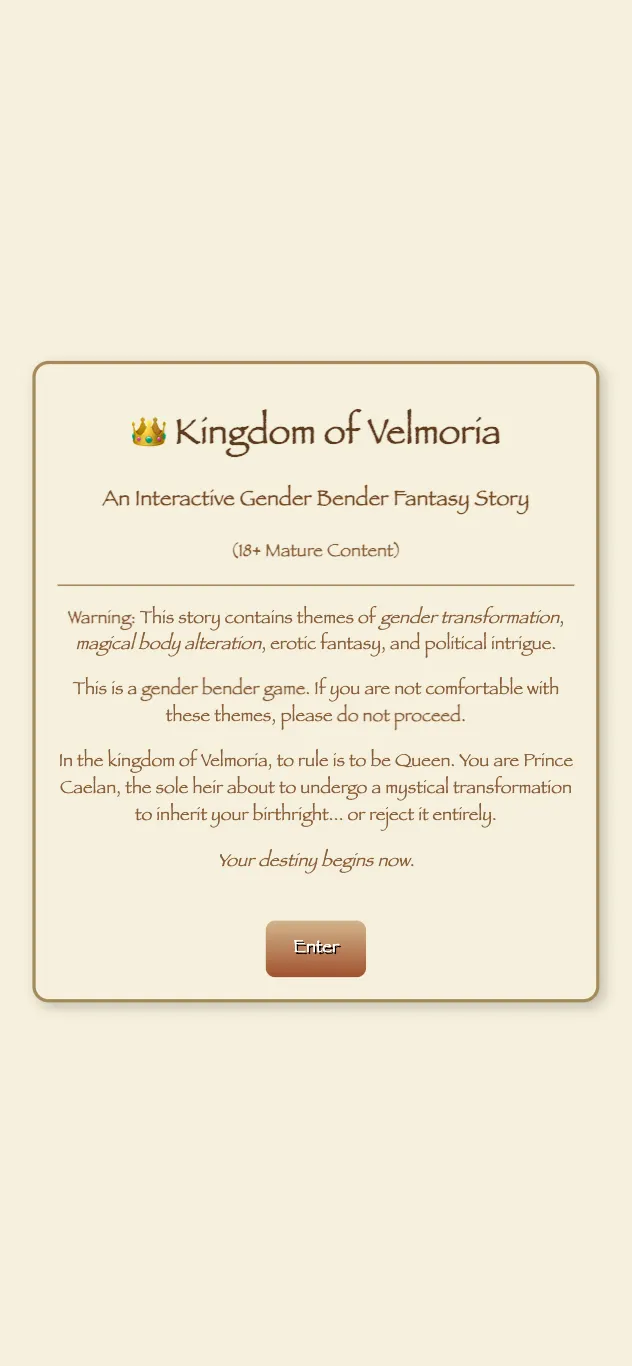 Veil of the Heir gameplay screenshot 1 (HTML adult game) by Wiki – free download