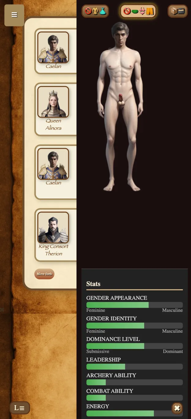 Veil of the Heir gameplay screenshot 2 (HTML adult game) by Wiki – free download