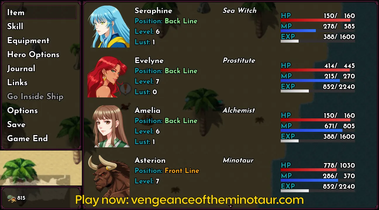 !!Vengeance of the Minotaur RPG gameplay screenshot 15 (Ren'Py adult game) by PlayClaritas – free download