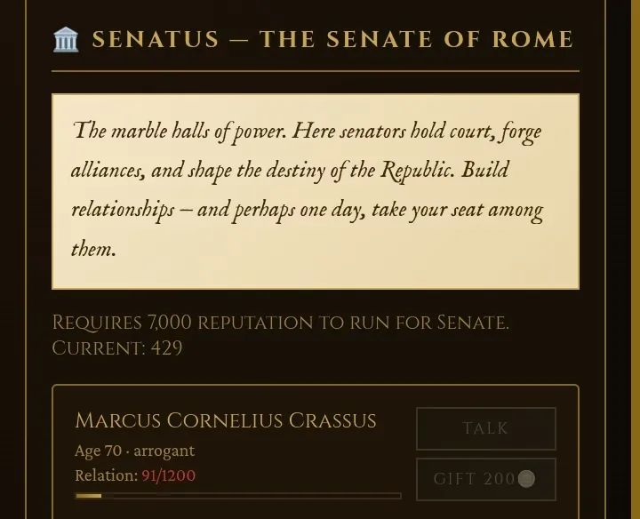 Rome, 105 BC gameplay screenshot 5 (HTML adult game) by 30Roman Studio – free download