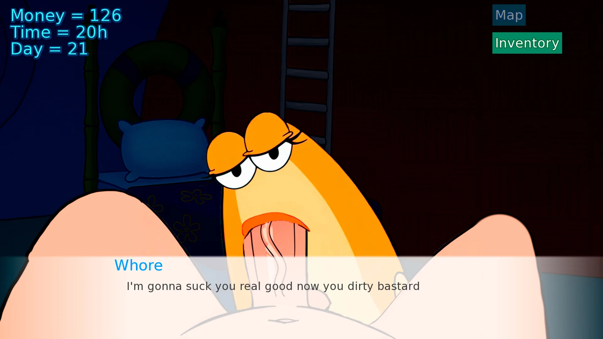 Spornbob: Deep in Bikini Bottom gameplay screenshot 5 (Ren'Py adult game) by FRANKTOPIA GAMESTUDIOS – free download