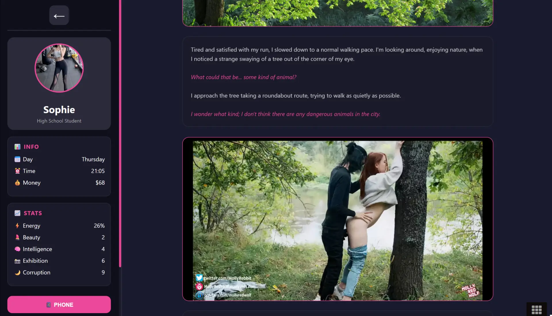 Sophie’s Diary gameplay screenshot 5 (HTML adult game) by SophieDev – free download