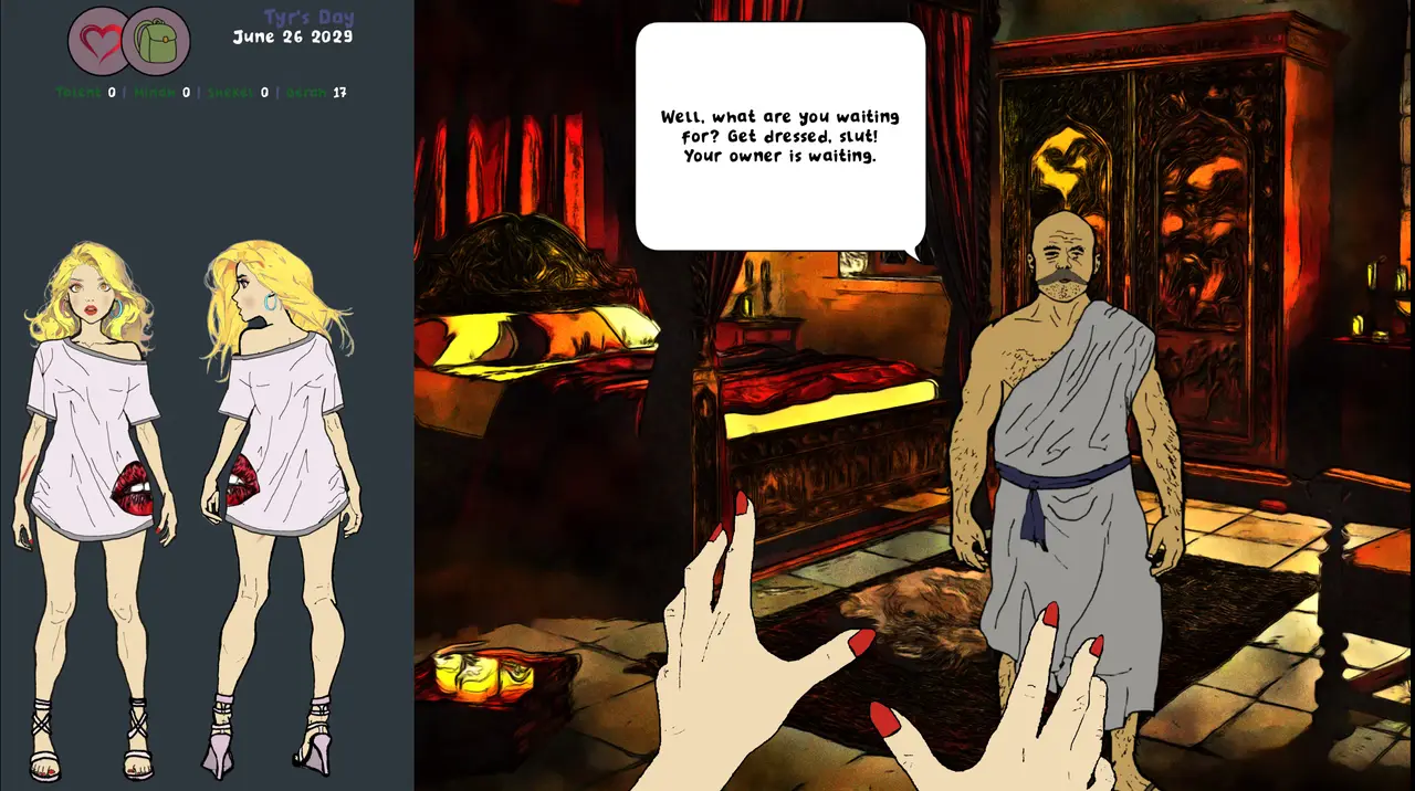 Eva in Gloria Aeterna gameplay screenshot 1 (Ren'Py adult game) by Ensorceled Nazarene – free download