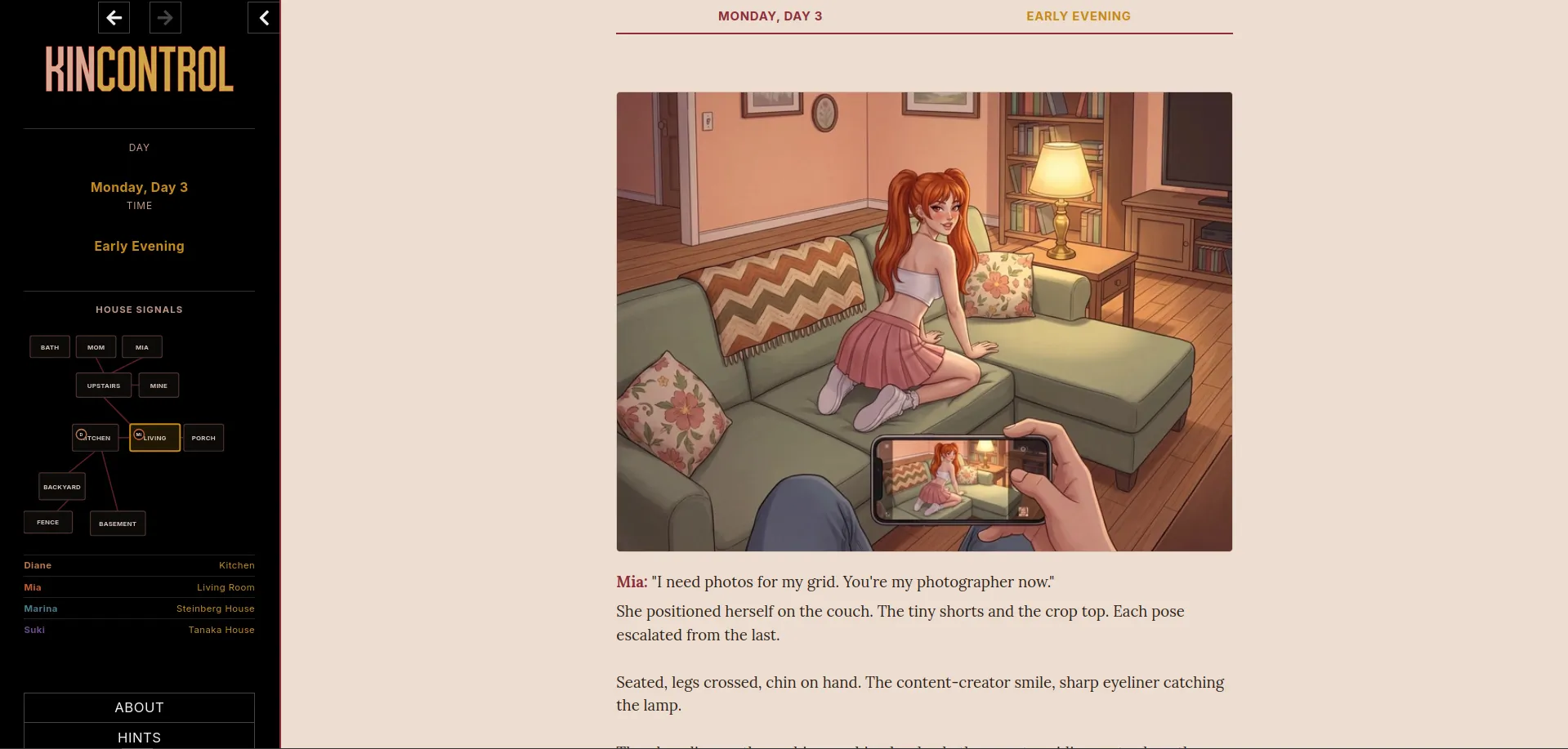 Kincontrol gameplay screenshot 1 (HTML adult game) by The Naughty Three – free download