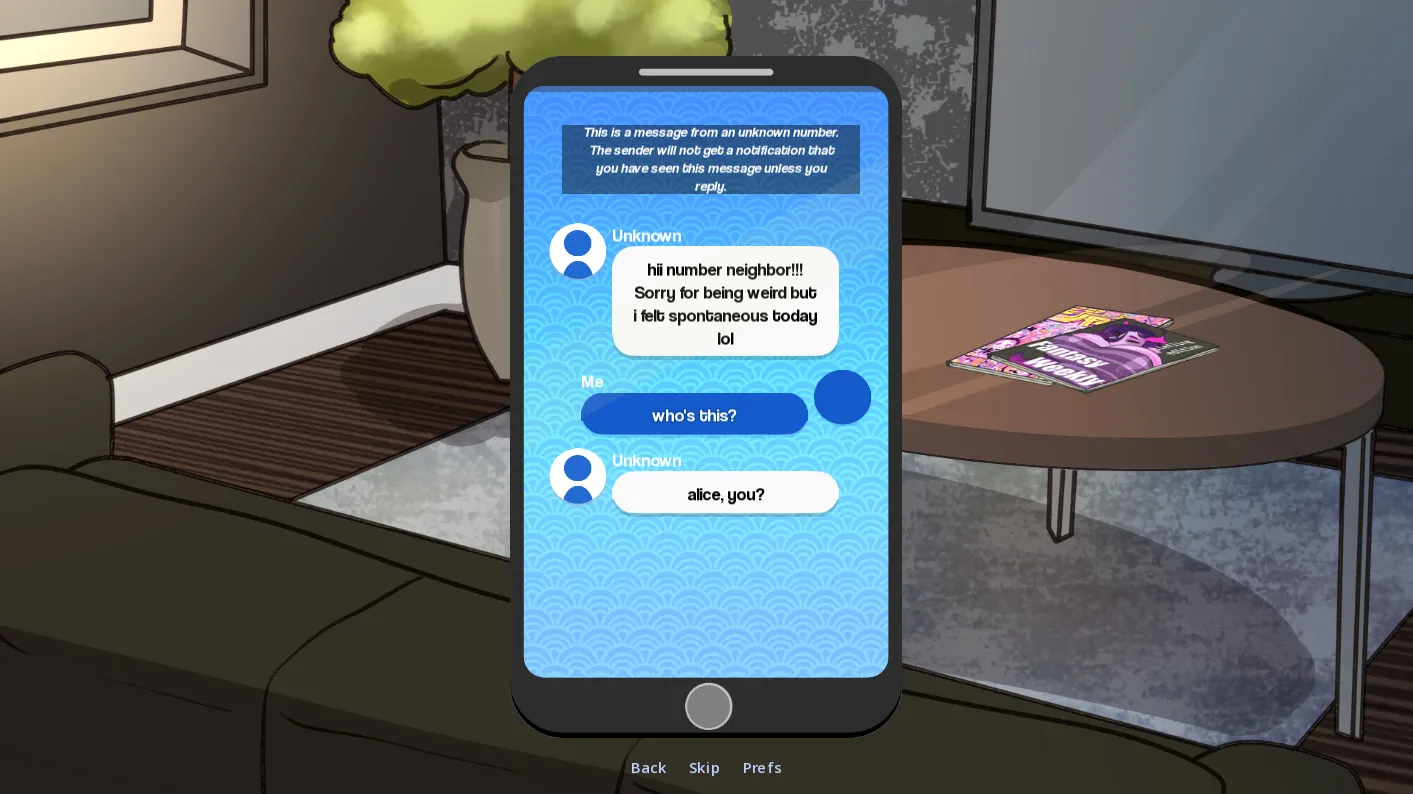Unexpected Number Neighbor gameplay screenshot 1 (Ren'Py adult game) by MoxeGames – free download