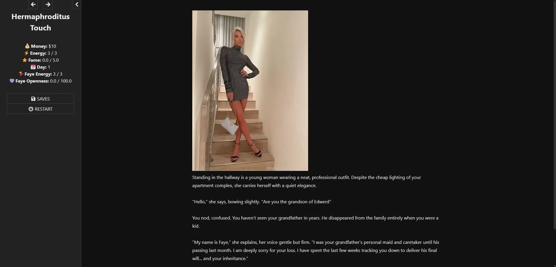 Hermaphroditus Embrace gameplay screenshot 2 (HTML adult game) by Dovkin – free download
