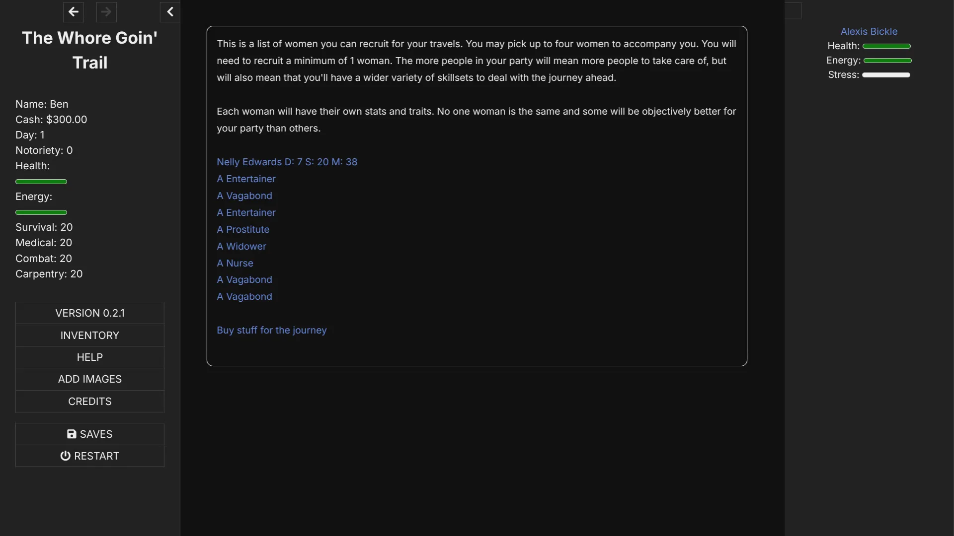 The Whore Goin’ Trail gameplay screenshot 4 (HTML adult game) by Ben Rosewood – free download