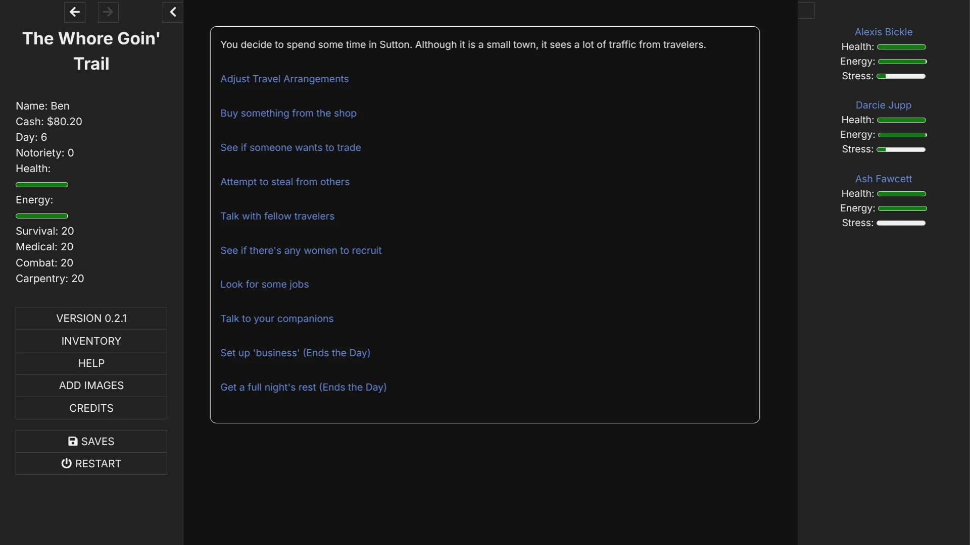 The Whore Goin’ Trail gameplay screenshot 6 (HTML adult game) by Ben Rosewood – free download