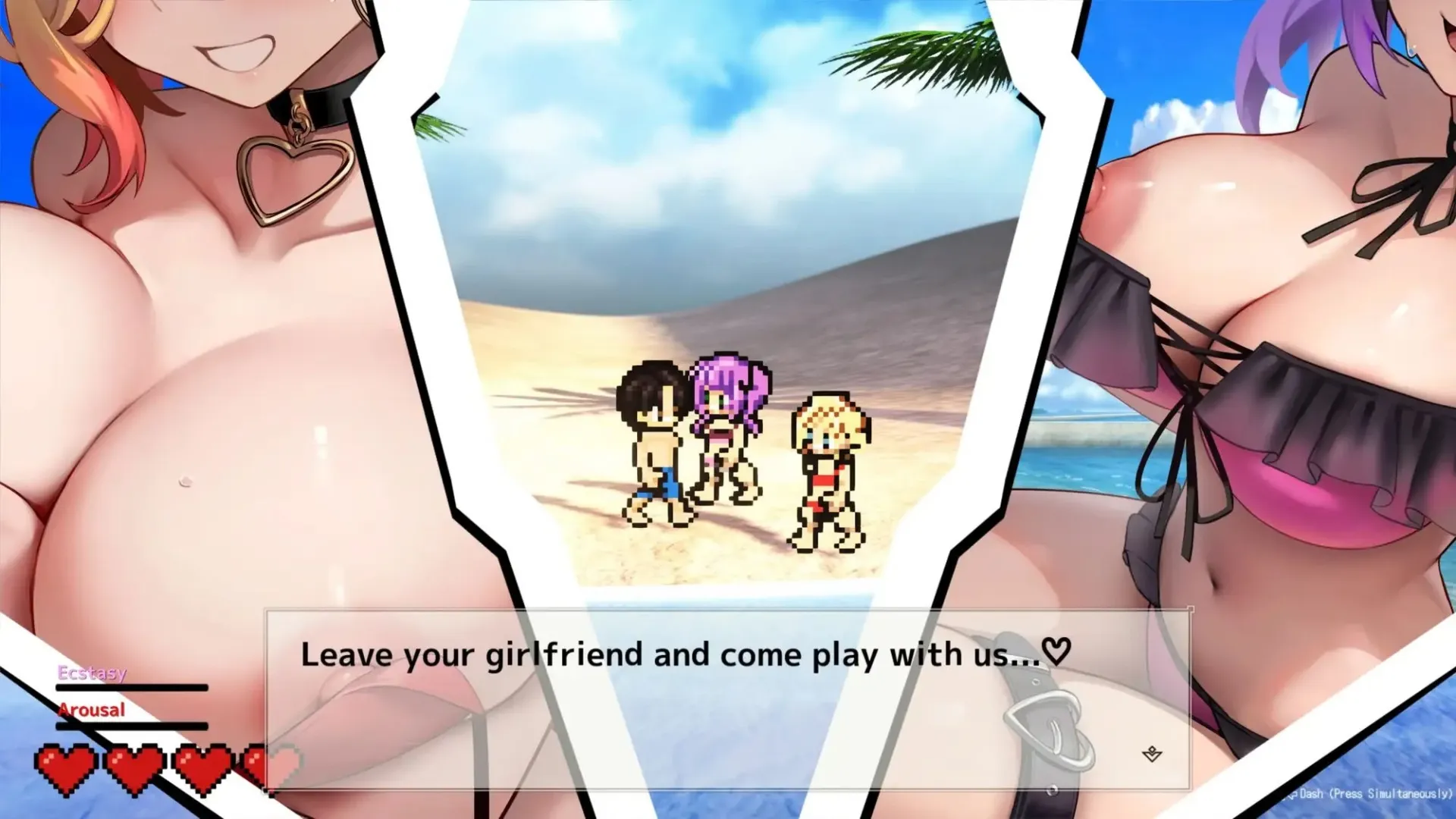 Isekai Beach (Live 2D! Run from Horny Girls!) gameplay screenshot 2 (Others adult game) by tokitama – free download