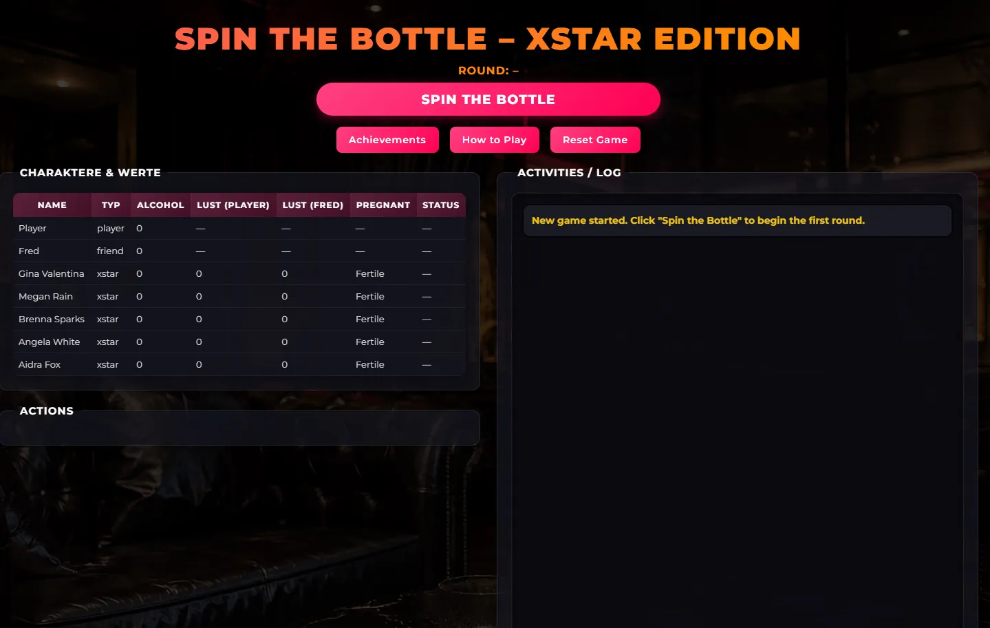 Spin the Bottle – Xstar-Edition gameplay screenshot 1 (HTML adult game) by AlwinusGames – free download