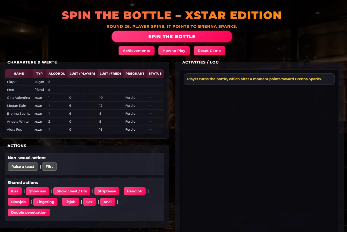 Spin the Bottle – Xstar-Edition gameplay screenshot 4 (HTML adult game) by AlwinusGames – free download