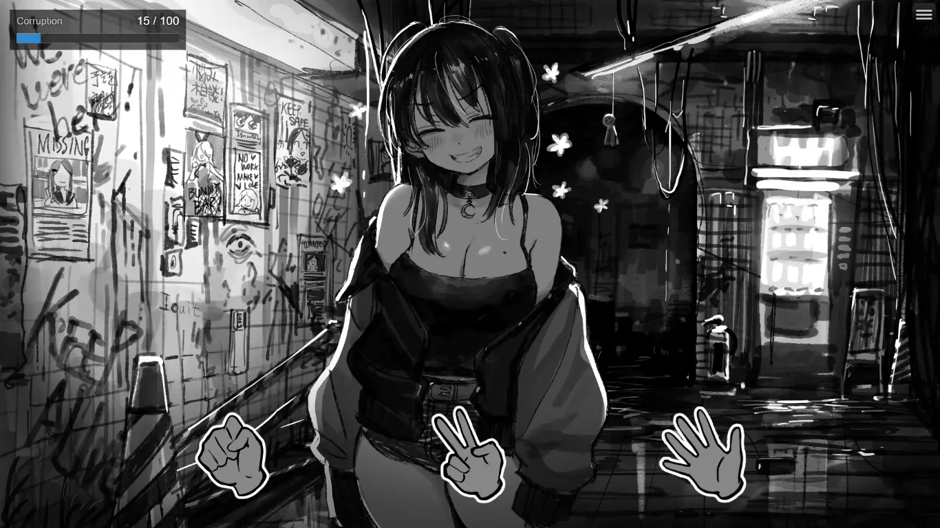 Noko’s Lucky Rock-Paper-Scissors! gameplay screenshot 1 (RPGM adult game) by HoneyJam – free download