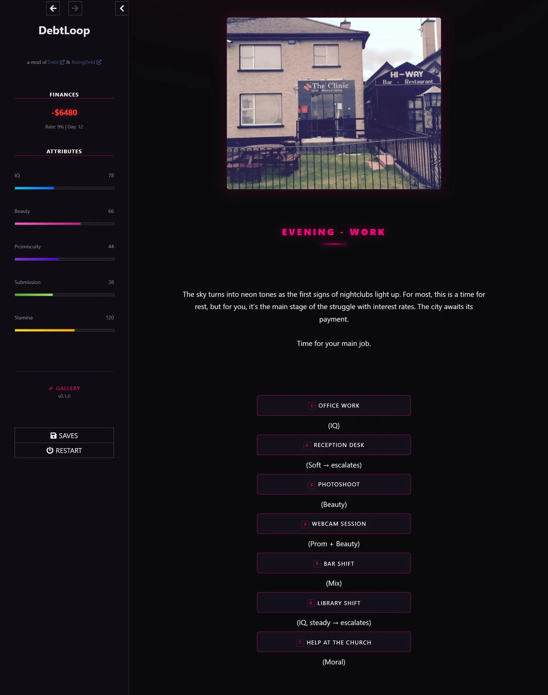 DebtLoop gameplay screenshot 2 (HTML adult game) by YellowArachnid – free download