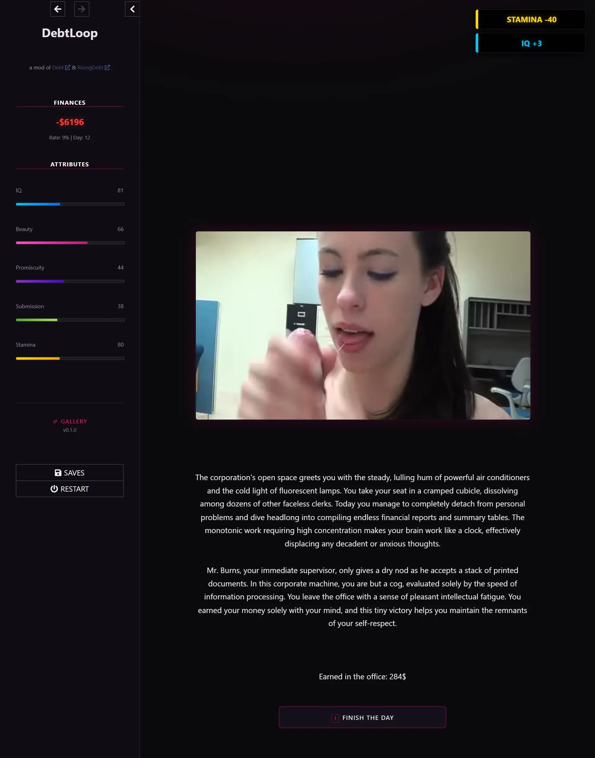 DebtLoop gameplay screenshot 1 (HTML adult game) by YellowArachnid – free download