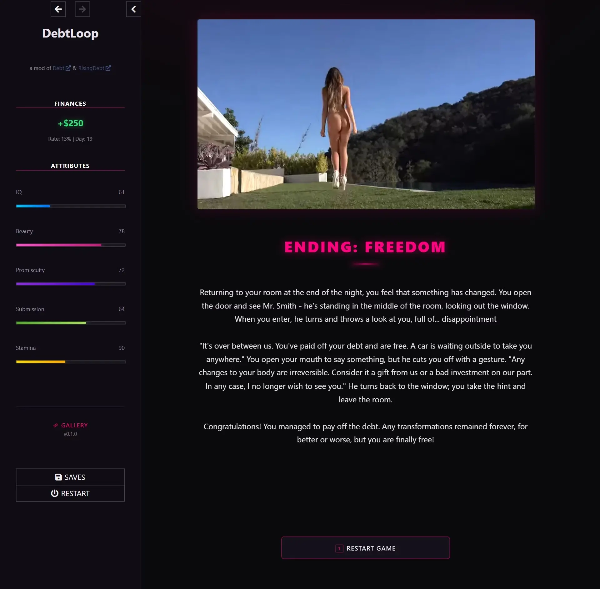 DebtLoop gameplay screenshot 7 (HTML adult game) by YellowArachnid – free download