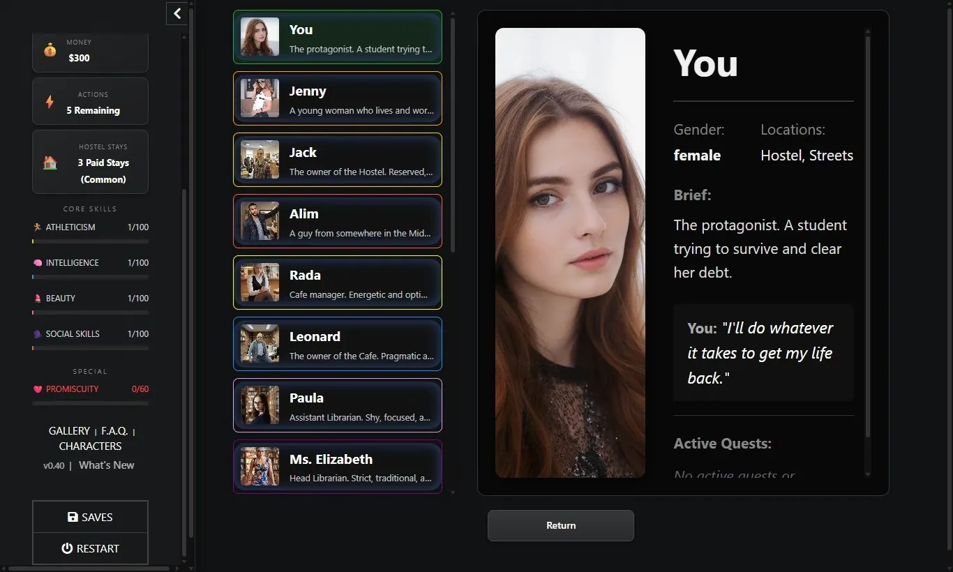Applicant gameplay screenshot 1 (HTML adult game) by YellowArachnid – free download