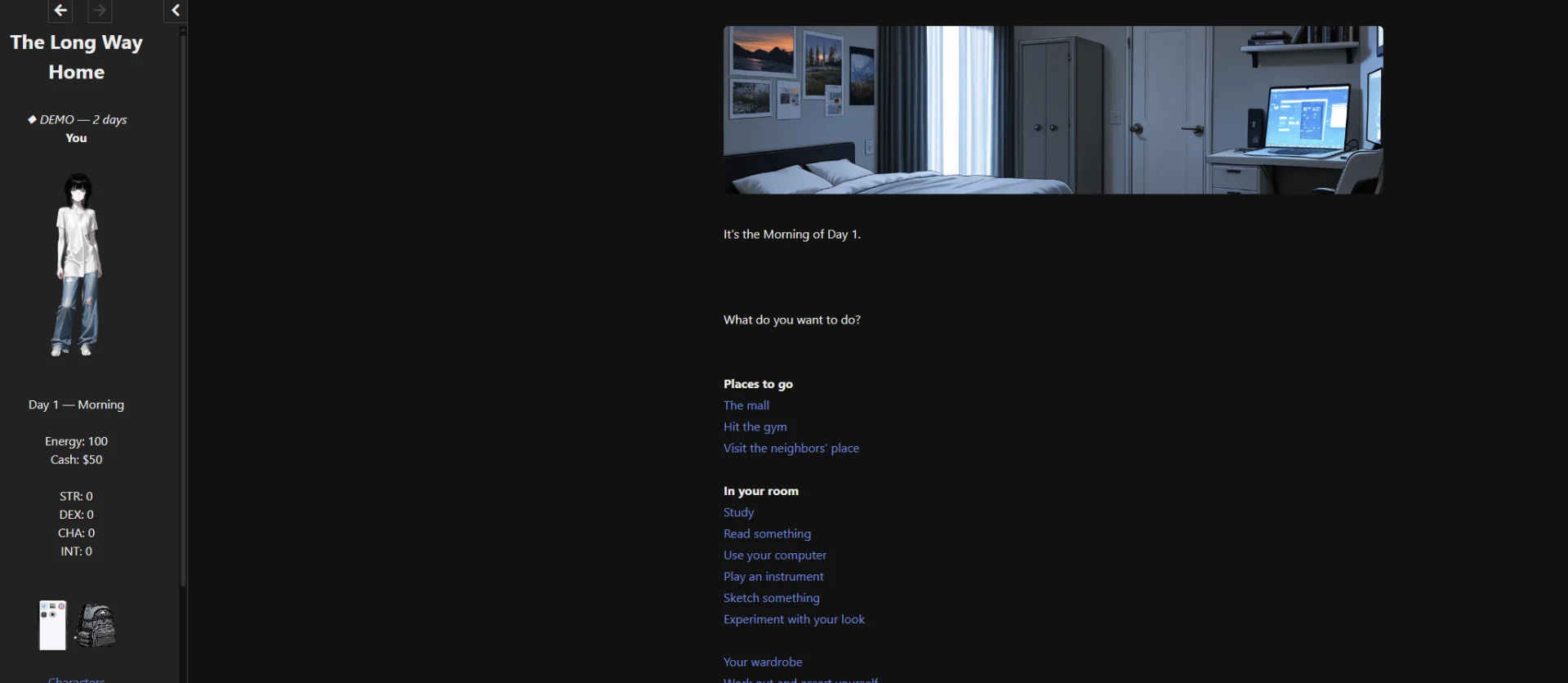 The Long Way Home gameplay screenshot 2 (HTML adult game) by Threshold Games – free download