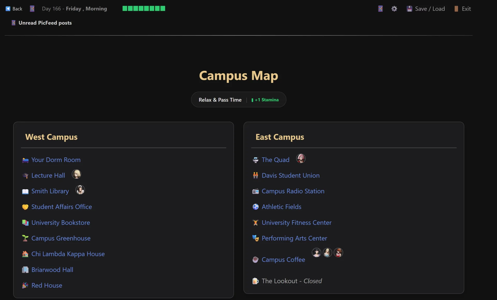 Hinsdale Days gameplay screenshot 1 (HTML adult game) by HinsdaleDays – free download